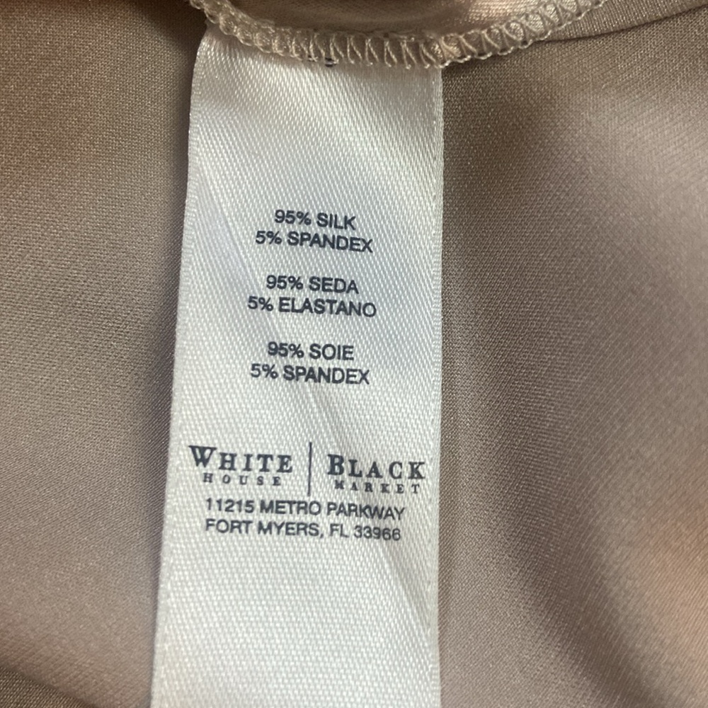 White House Black Market Sz S Cream Fitted Blouse with Short Butterfly Sleeves - Picture 8 of 8